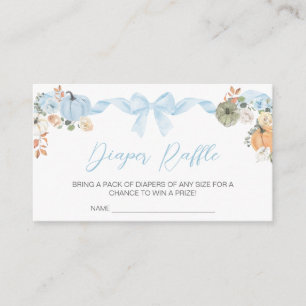 Blue Bow Pumpkin Baby Shower Diaper Raffle Enclosure Card