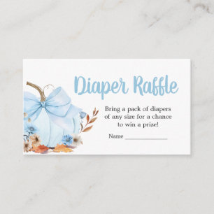 Blue Bow Pumpkin Baby Shower Diaper Raffle Enclosure Card