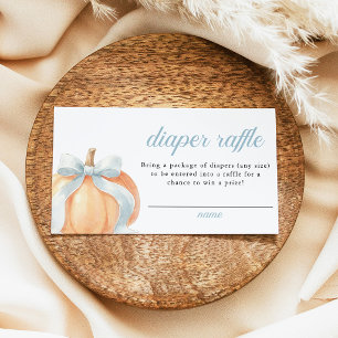 Blue Bow Pumpkin Baby Shower Diaper Raffle Ticket