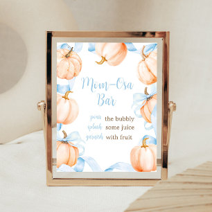 Blue Bow Pumpkin Baby Shower Mum Osa Bar Sign