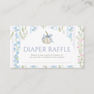 Blue Bow Pumpkin Baby Shower Raffle Ticket Enclosure Card