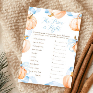Blue Bow Pumpkin Baby Shower The Price Is Right