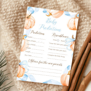Blue Bow Pumpkin Shower Baby Predictions Game