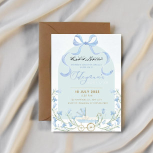 Blue Bow Ribbon Bluebell Aqeeqah Invites