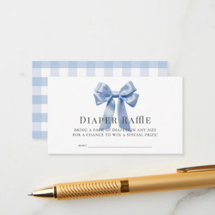 Blue Bow Ribbon Boy Baby Diaper Raffle Ticket Enclosure Card
