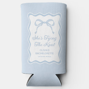 Blue Bow She's Tying the Knot Bachelorette Party Seltzer Can Cooler