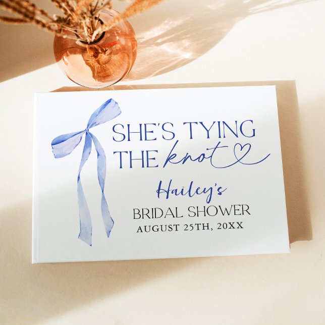 Blue Bow Shes Tying the Knot Bridal Shower Brunch Guest Book (Creator Uploaded)
