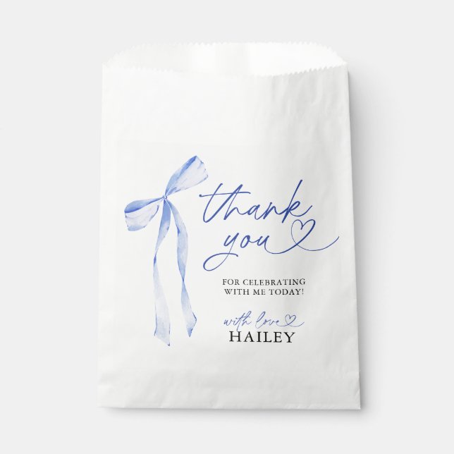 Blue Bow She's Tying The Knot Bridal Shower Favour Bag (Front)