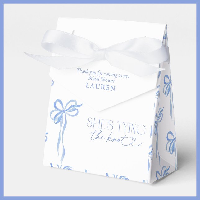 Blue Bow She's Tying The Knot Bridal Shower Favour Box (Creator Uploaded)