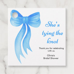 Blue Bow She's Tying the Knot Bridal Shower Favour Tags