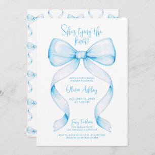 Blue Bow She's Tying the Knot Bridal Shower Invitation
