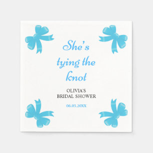 Blue Bow She's Tying The Knot Bridal Shower Napkin