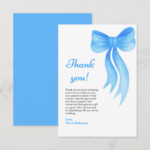 Blue Bow She's Tying the Knot Bridal Shower Thank You Card