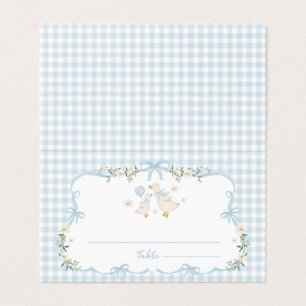 Blue Bow Silly Goose Boy Baby Shower Place Cards