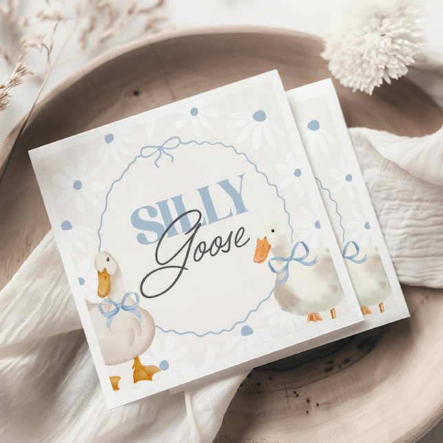 Blue Bow Silly Goose Coquette Birthday Napkin (Creator Uploaded)