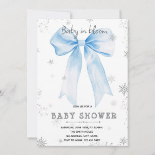 Blue Bow snowflake invitation