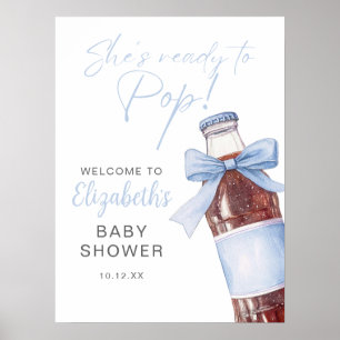 Blue Bow Soda Bottle Baby Shower Welcome Sign
