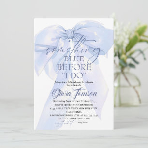 Blue Bow Something Blue Before I DO Bridal Shower Invitation