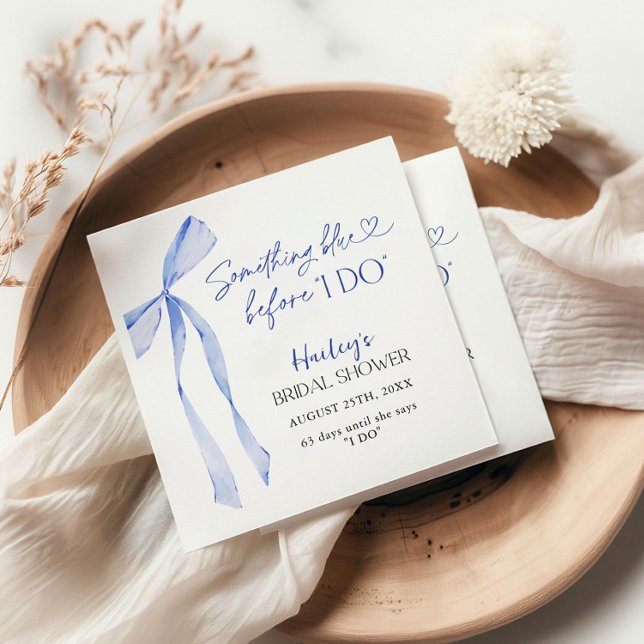 Blue Bow Something Blue Before I DO Bridal Shower Napkin (Creator Uploaded)