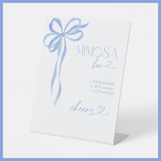 Blue Bow Something Blue Before I Do Mimosa Bar Pedestal Sign (Creator Uploaded)