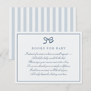 Blue Bow & Stripes Books for baby Enclosure Card