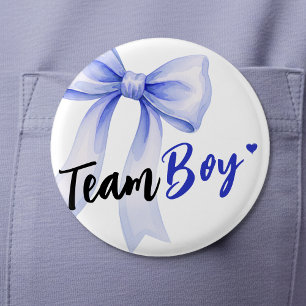 Blue Bow Team Boy Ribbon Cute Baby Shower 6 Cm Round Badge