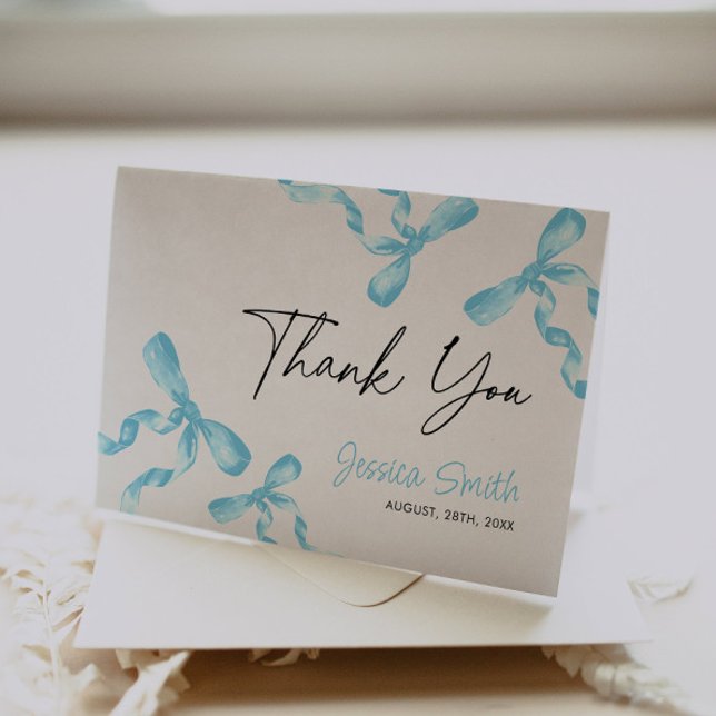 Blue Bow  Thank You Card (Creator Uploaded)
