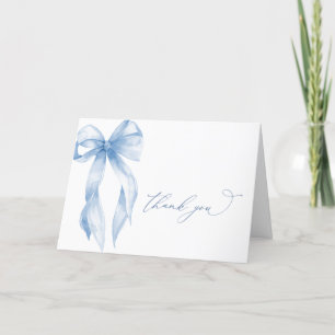 Blue Bow Thank You Card Editable Template