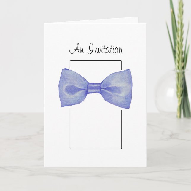 Blue Bow Tie Invitation Card (Front)