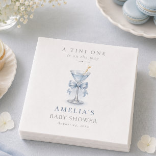 Blue Bow Tini One Elegant Martini Boy Baby Shower Napkin