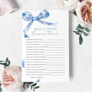 Blue Bow Trivia Game For Bride And Groom
