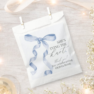 Blue Bow Tying the Knot Bridal Shower Dessert Favour Bag