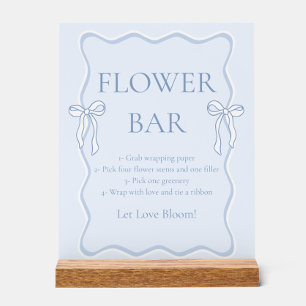 Blue Bow Tying the knot Bridal Shower Flower Bar Acrylic Sign