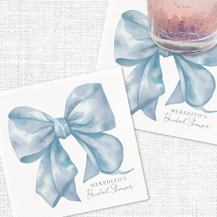Blue Bow Tying The Knot Bridal Shower Napkin