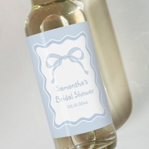 Blue Bow Tying the knot Bridal Shower  Wine Label
