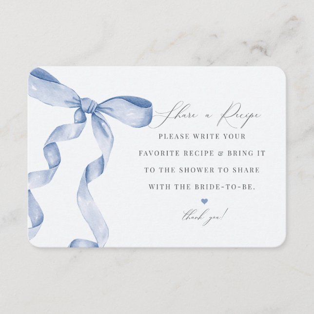 Blue Bow Tying the Knot Share a Recipe insert (Front)