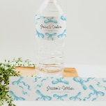 Blue Bow  Water Bottle Label<br><div class="desc">Bottle Label with watercolor blue bows.</div>