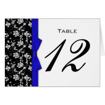 Blue Bow Wedding Table Number
