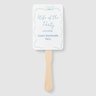 blue bow wife of the party name date spanish borde hand fan