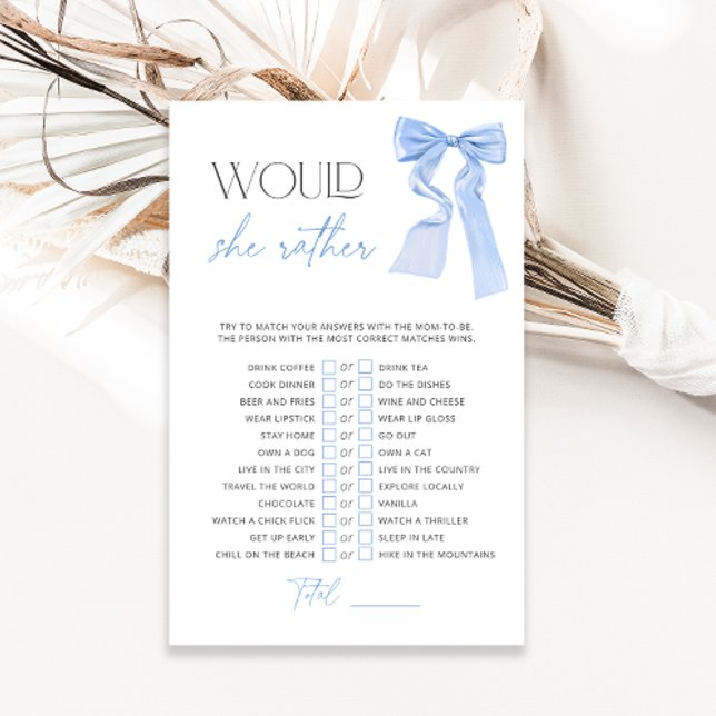 Blue Bow Would She Rather Baby Shower Game (Creator Uploaded)