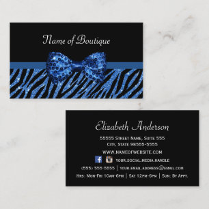 Blue Bow Zebra Boutique Business Card