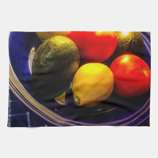 Blue Bowl of Fruit Kitchen Towels (Horizontal)