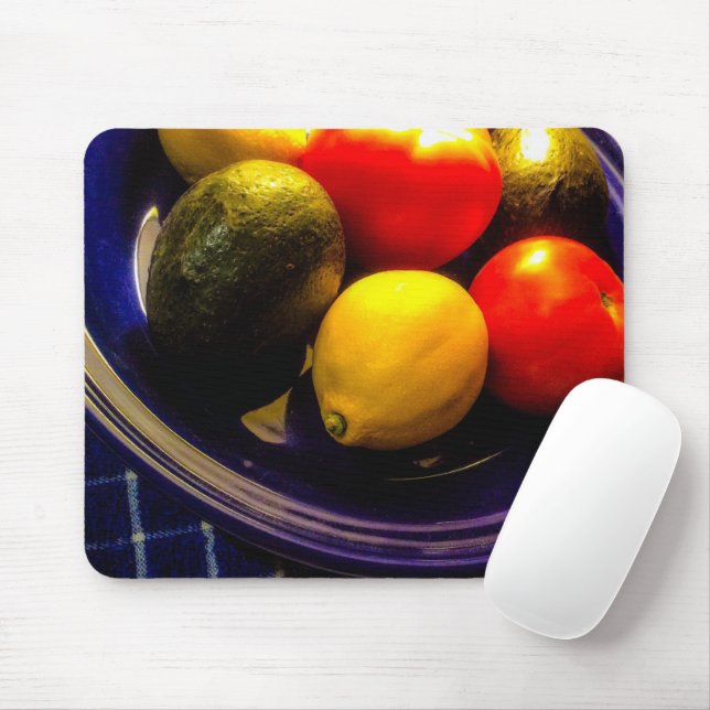 Blue Bowl of Fruit Mousepad (With Mouse)
