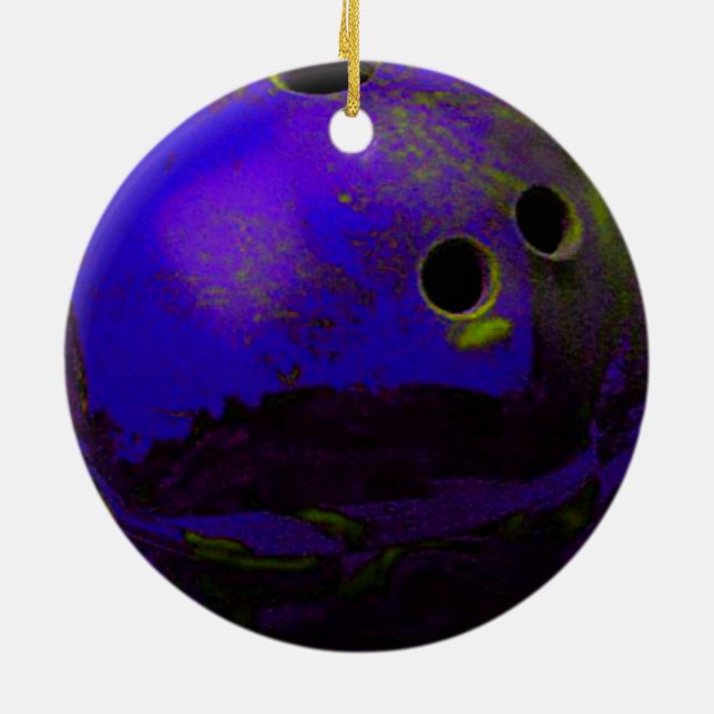 Blue Bowling Ball Customise It Ceramic Ornament (Back)
