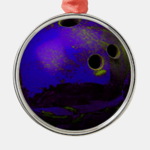 Blue Bowling Ball Customise It Metal Ornament