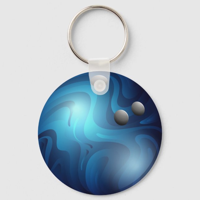 Blue Bowling Ball Keyring keychain (Front)