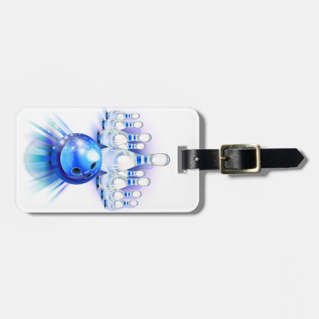 Blue bowling luggage tag (Front Horizontal)