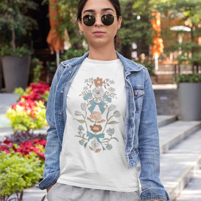 Blue Bows and Flowers T-Shirt (Creator Uploaded)