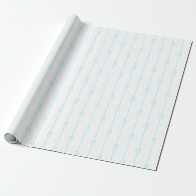Blue Bows and Stripe Wrapping Paper (Unrolled)