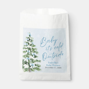 Blue Bows Boy Baby It's Cold Outside Baby Shower Favour Bag